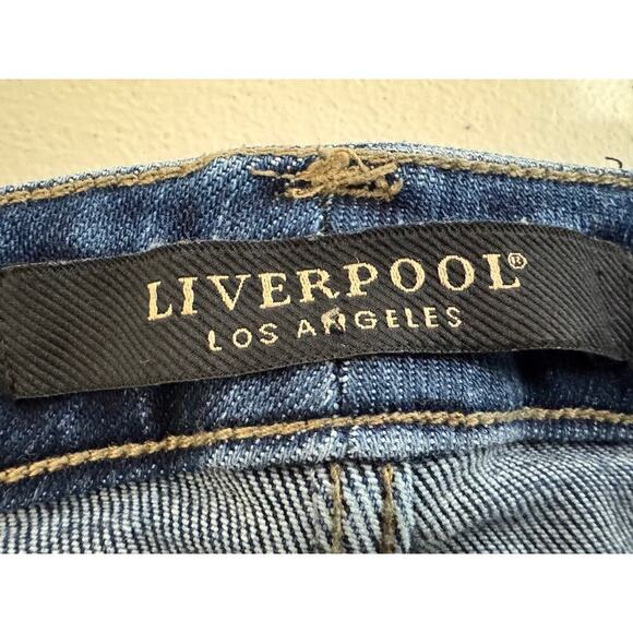 Liverpool Abby jeans blue denim high rise shredded hem Ankle Skinny  Sz 10/30 - Picture 11 of 11